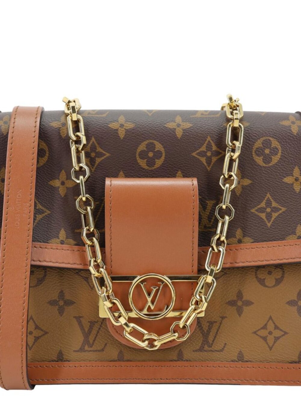 Louis Vuitton Dauphine MM Monogram Reverse Canvas Shoulder Bag Brown